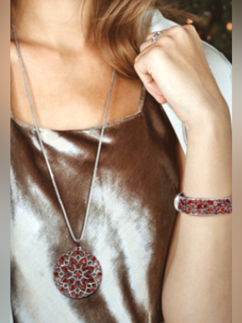 🌹♥️SET! SUPER RARE BRIGHTON ‘One Love’ RED SWAROVSKI CRYSTAL SLVR VTG+! - Picture 16 of 17